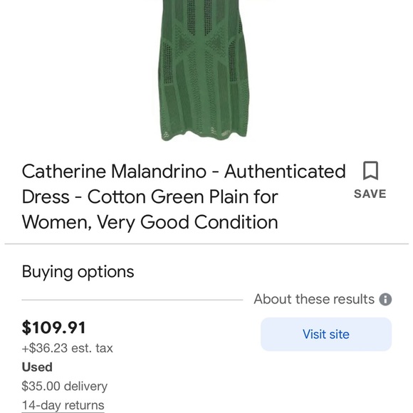 Catherine Malandrino green knit dress size petite cotton lining - Picture 11 of 11